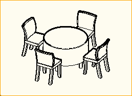 Dinnertisch Rund D=1,1m - 4 Personen