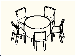 Dinnertisch Rund D=1,1m - 5 Personen