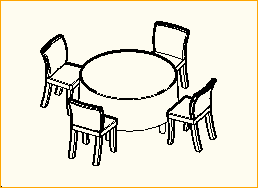Dinnertisch Rund D=1,3m - 4 Personen