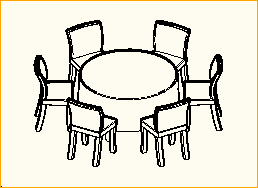 Dinnertisch Rund D=1,3m - 6 Personen