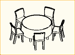 Dinnertisch Rund D=1,4m - 5 Personen