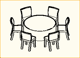 Dinnertisch Rund D=1,4m - 6 Personen