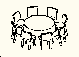 Dinnertisch Rund D=1,4m - 8 Personen