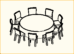 Dinnertisch Rund D=2,13m - 9 Personen