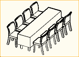 Dinnertisch 2,6m x 0,6m - 8 Personen