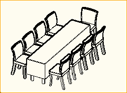 Dinnertisch 2,6m x 0,6m - 9 Personen