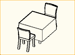 Dinnertisch 1,0m x 1,0m - 2 Personen