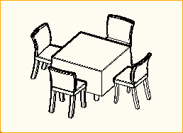 Dinnertisch 1,0m x 1,0m - 4 Personen