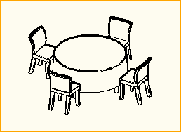 Dinnertisch Rund D=1,5m - 4 Personen