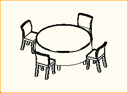 Dinnertisch Rund D=1,8m - 4 Personen