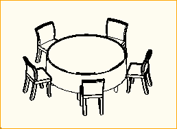 Dinnertisch Rund D=1,8m - 5 Personen