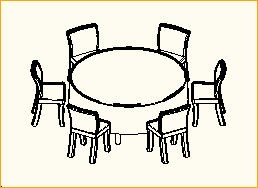 Dinnertisch Rund D=1,8m - 6 Personen