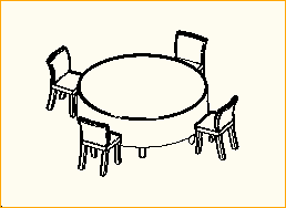 Dinnertisch Rund D=2,0m - 4 Personen