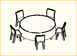 Dinnertisch Rund D=2,0m - 5 Personen