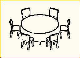 Dinnertisch Rund D=2,0m - 6 Personen