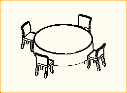 Dinnertisch Rund D=2,13m - 4 Personen