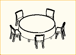 Dinnertisch Rund D=2,13m - 5 Personen