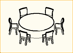 Dinnertisch Rund D=2,13m - 6 Personen