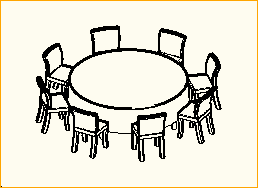 Dinnertisch Rund D=2,13m - 8 Personen
